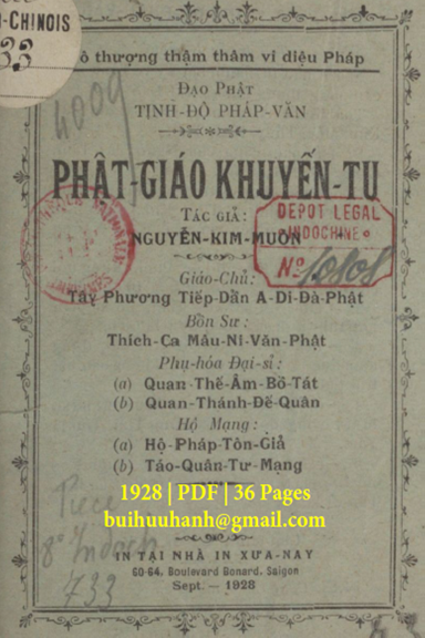 Phật Giáo Khuyến Tu (NXB Xưa Nay 1928) - Nguyễn Kim Muôn, 36 Trang