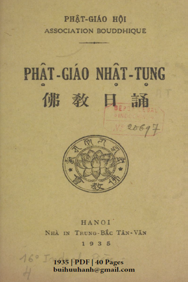 Phật Giáo Nhật Tụng (NXB Trung Bắc Tân Văn 1935) - Phật Giáo Hội, 40 Trang