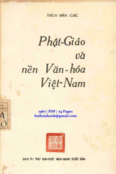 Phật Giáo Và Nền Văn Hóa Việt Nam (NXB Đại Học Vạn Hạnh 1967) - Thích Mãn Giác, 74 Trang