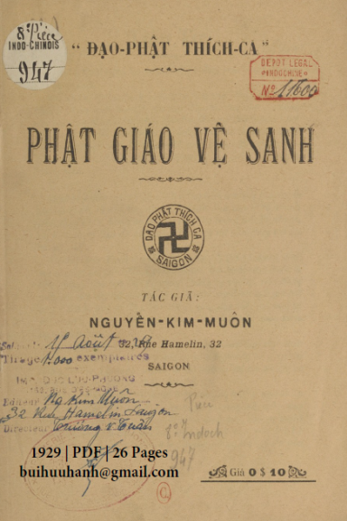 Phật Giáo Vệ Sanh (NXB Xưa Nay 1929) - Nguyễn Kim Muôn, 26 Trang