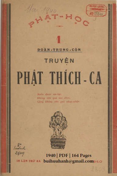 Phật Học 1-Truyện Phật Thích Ca (NXB Sài Gòn 1940) - Đoàn Trung Còn, 164 Trang