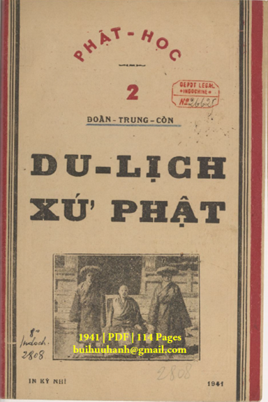 Phật Học 2-Du Lịch Xứ Phật (NXB Sài Gòn 1941) - Đoàn Trung Còn, 114 Trang