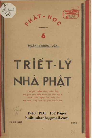 Phật Học 6-Triết Lý Nhà Phật (NXB Sài Gòn 1940) - Đoàn Trung Còn, 152 Trang