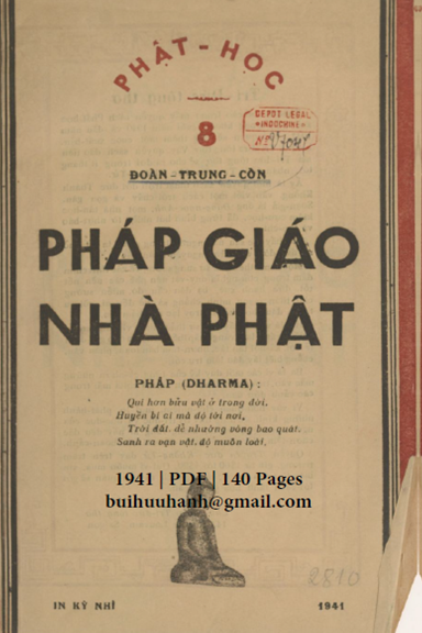 Phật Học 8-Pháp Giáo Nhà Phật (NXB Sài Gòn 1941) - Đoàn Trung Còn, 140 Trang