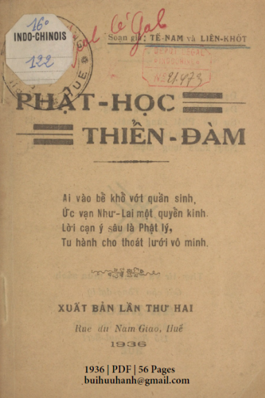 Phật Học Thiển Đàm (NXB Phúc Long 1936) - Tế Nam, 56 Trang