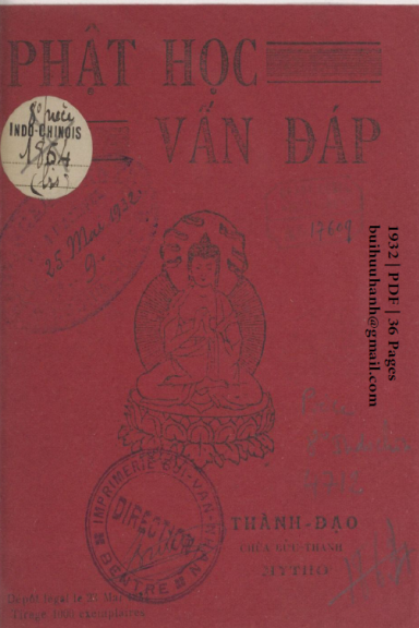 Phật Học Vấn Đáp (NXB Bùi Văn Nhẩn 1932) - Thành Đạo, 36 Trang