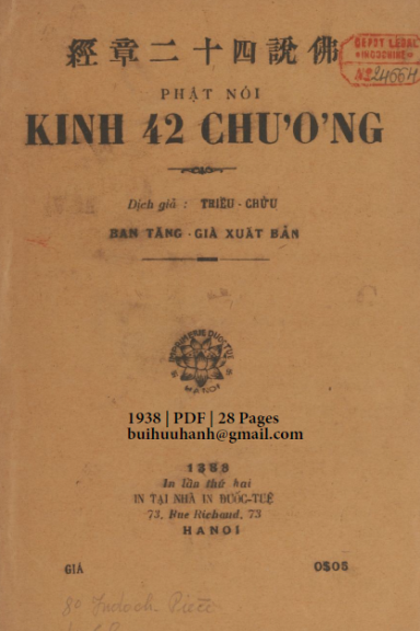 Phật Nói Kinh 42 Chương (NXB Đuốc Tuệ 1938) - Thiều Chửu, 28 Trang