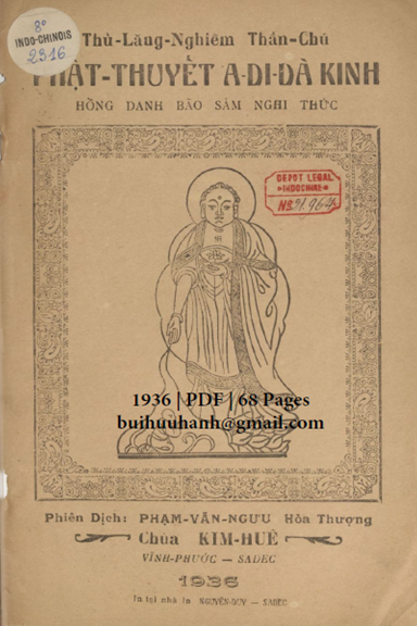 Phật Thuyết A-Di-Đà Kinh (NXB Nguyễn Duy Minh 1936) - Phạm Văn Ngưu, 68 Trang