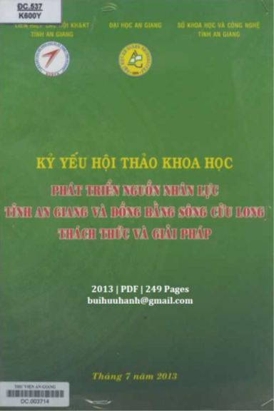 Phát Triển Nguồn Nhân Lực Tỉnh An Giang Và ĐBSCL Thách Thức Và Giải Pháp