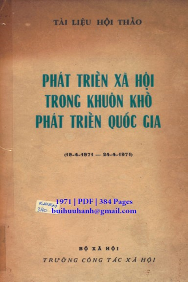 Phát Triển Xã Hội Trong Khuôn Khổ Phát Triển Quốc Gia (NXB Bộ Xã Hội 1971) - Phạm Thị Tự, 384 Trang