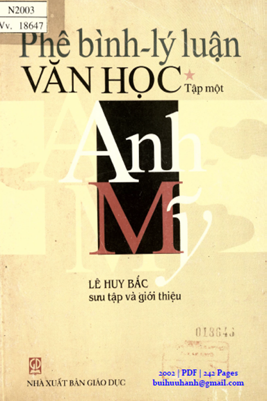 Phê Bình-Lý Luận Văn Học Anh-Mỹ Tập 1 (NXB Giáo Dục 2002) - Lê Huy Bắc, 242 Trang