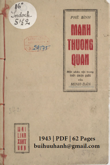 Phê Bình Mạnh Thường Quân (NXB Mai Lĩnh 1943) - Minh Dân, 62 Trang