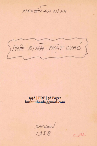 Phê Bình Phật Giáo (NXB Sài Gòn 1938) - Nguyễn An Ninh, 58 Trang