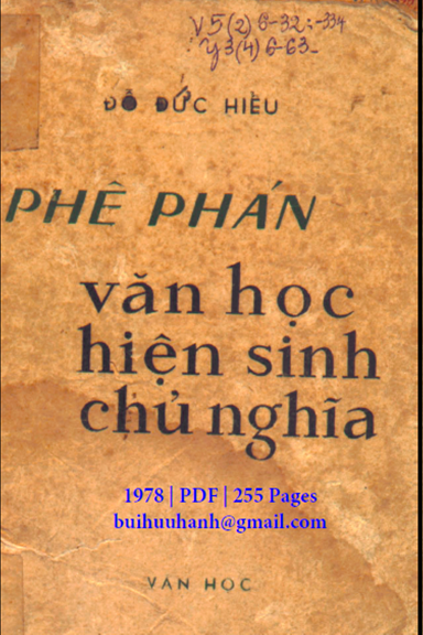 Phê Phán Văn Học Hiện Sinh Chủ Nghĩa (NXB Văn Học 1978) - Đỗ Đức Hiều, 255 Trang