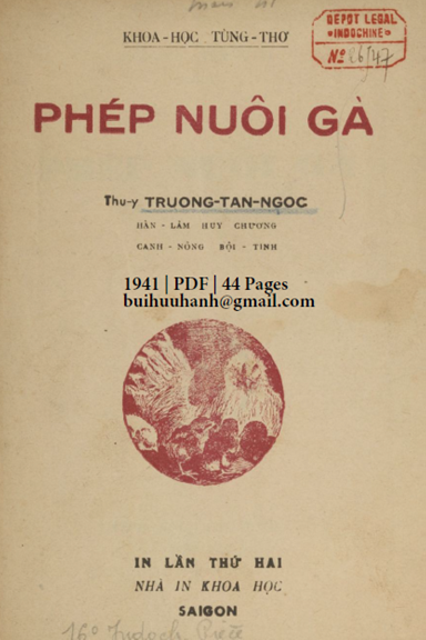 Phép Nuôi Gà (NXB Khoa Học 1941) - Trương Tấn Ngọc, 44 Trang