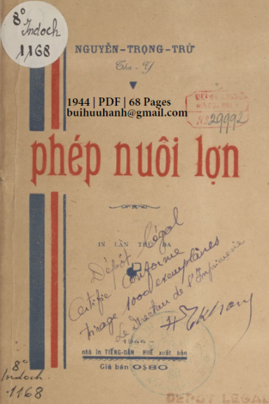 Phép Nuôi Lợn (NXB Tiếng Dân 1944) - Nguyễn Trọng Trử, 68 Trang