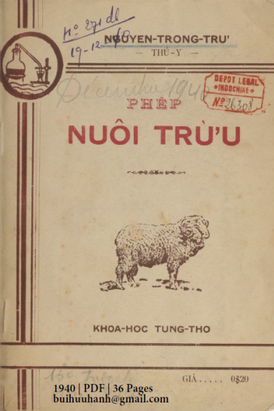 Phép Nuôi Trừu (NXB Khoa Học 1940) - Nguyễn Trọng Trử, 36 Trang