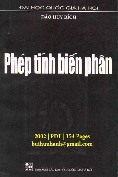 Phép Tính Biến Phân (NXB Đại Học Quốc Gia 2002) - Đào Huy Bích, 154 Trang