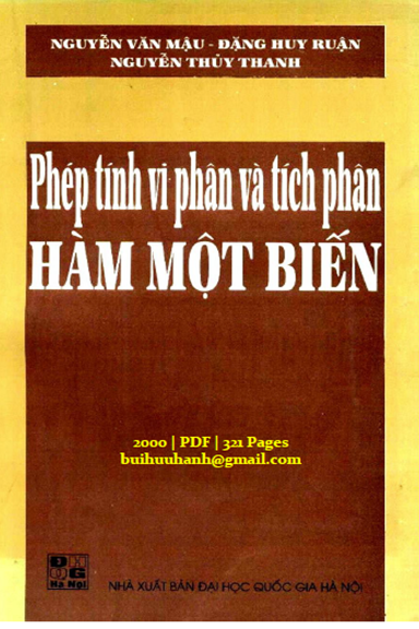 Phép Tính Vi Phân Và Tích Phân Hàm Một Biến (NXB Đại Học Quốc Gia 2000) - Nguyễn Văn Mậu, 321 Trang