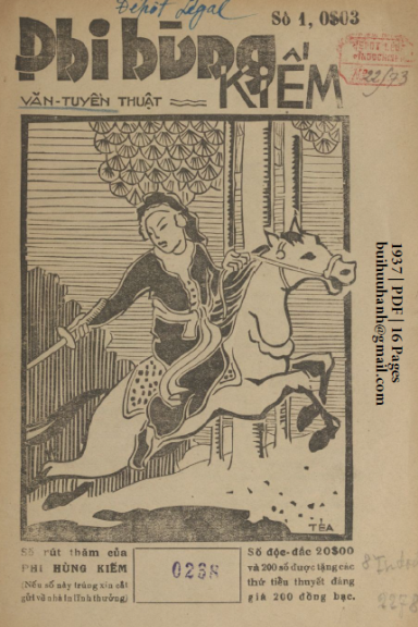 Phi Hùng Kiếm Số 1-20 (NXB Lê Cường 1937) - Văn Tuyền, 320 Trang