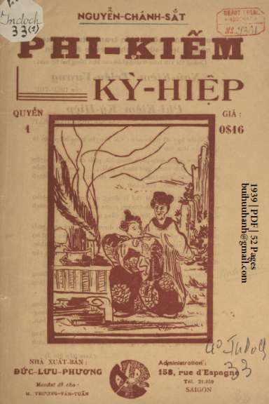 Phi Kiếm Kỳ Hiệp Quyển 1 (NXB Đức Lưu Phương 1939) - Nguyễn Chánh Sắt, 52 Trang