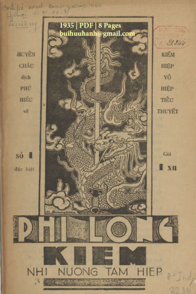 Phi Long Kiếm Nhị Nương Tam Hiệp Số 1-9 (NXB Lê Cường 1935) - Huyền Châu, 135 Trang