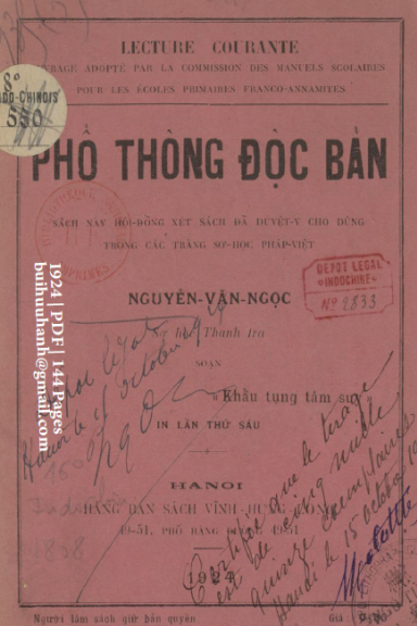 Phổ Thông Độc Bản (NXB Vĩnh Hưng Long 1924) - Nguyễn Văn Ngọc, 144 Trang