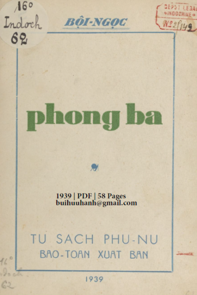 Phong Ba (NXB Bảo Toàn 1939) - Bội Ngọc, 58 Trang