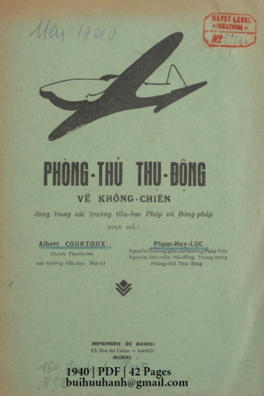 Phòng Thủ Thụ Động Về Không Chiến (NXB Hà Nội 1940) - Albert Courtoux, 42 Trang