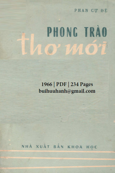 Phong Trào Thơ Mới (NXB Khoa Học 1966) - Phan Cự Đệ, 234 Trang