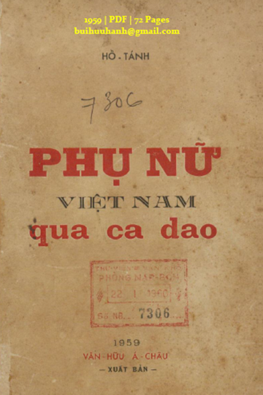 Phụ Nữ Việt Nam Qua Ca Dao (NXB Văn Hữu Á Châu 1959) - Hồ Tánh, 72 Trang