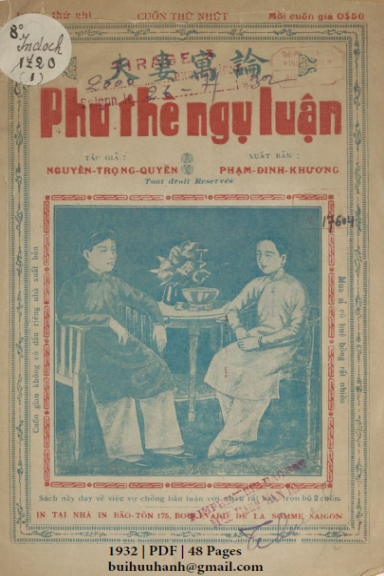 Phu Thê Ngụ Luận Cuốn 1 (NXB Bảo Tồn 1932) - Nguyễn Trọng Quyền, 48 Trang