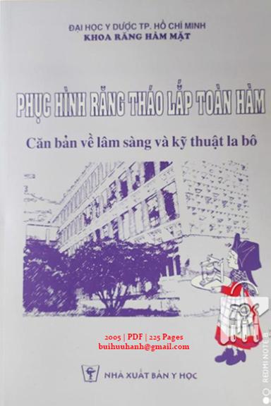 Phục Hình Răng Tháo Lắp Toàn Hàm (NXB Y Học 2005) - Trần Thiên Lộc, 225 Trang