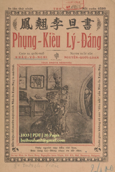 Phụng Kiều Lý Đáng (NXB Xưa Nay 1933) - Khấu Vỏ Nghi, 20 Trang