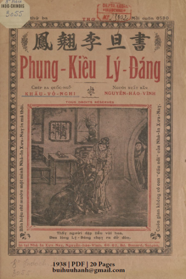Phụng Kiều Lý Đáng (NXB Xưa Nay 1938) - Khấu Vỏ Nghi, 20 Trang