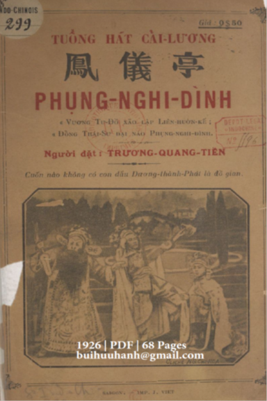 Phụng Nghi Đình (NXB Nguyễn Văn Viết 1926) - Trương Quang Tiền, 68 Trang