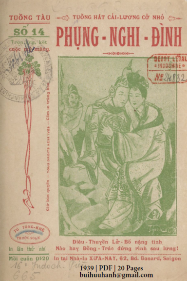 Phụng Nghi Đình (NXB Xưa Nay 1939) - Tú Tòng Khê, 20 Trang