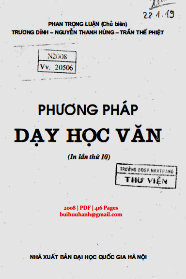 Phương Pháp Dạy Học Văn (NXB Đại Học Quốc Gia 2008) - Phan Trọng Luận, 416 Trang