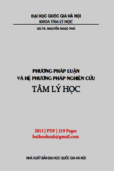 Phương Pháp Luận Và Hệ Phương Pháp Nghiên Cứu Tâm Lý Học - Nguyễn Ngọc Phú, 219 Trang