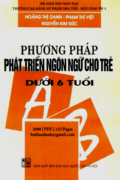 Phương Pháp Phát Triển Ngôn Ngữ Cho Trẻ Dưới 6 Tuổi (NXB Đại Học Quốc Gia 2000) - Hoàng Thị Oanh
