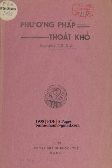 Phương Pháp Thoát Khổ (NXB Đuốc Tuệ 1938) - Trí Hải, 8 Trang