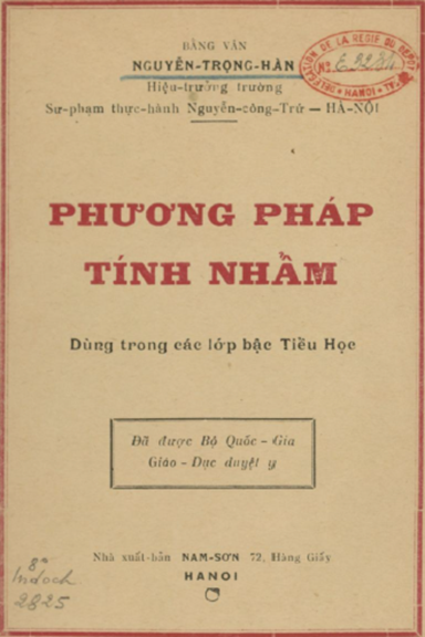 Phương Pháp Tính Nhẩm (NXB Nam Sơn 1951) - Nguyễn Trọng Hàn, 70 Trang