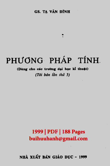 Phương Pháp Tính (NXB Giáo Dục 1999) - Tạ Văn Đĩnh, 118 Trang