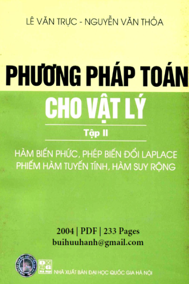 Phương Pháp Toán Cho Vật Lý Tập 2 (NXB Đại Học Quốc Gia 2004) - Lê Văn Trực, 233 Trang