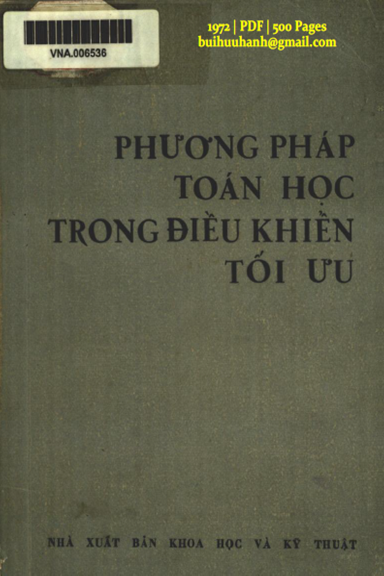 Phương Pháp Toán Học Trong Điều Khiển Tối Ưu (NXB Khoa Học Kỹ Thuật 1972) - V. G. Bônchianxki