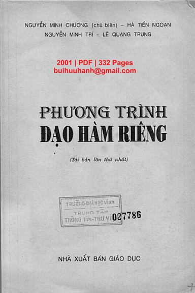 Phương Trình Đạo Hàm Riêng (NXB Giáo Dục 2001) - Nguyễn Minh Chương, 332 Trang