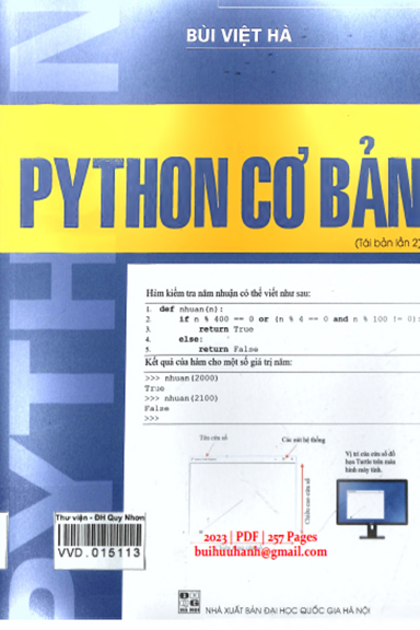Python Cơ Bản (NXB Đại Học Quốc Gia 2023) - Bùi Việt Hà, 257 Trang