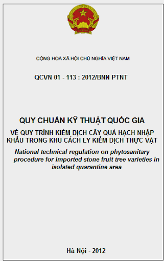 QCVN 01-113-2012-BNNPTNT - Kiểm Dịch Cây Quả Hạch Nhập Khẩu Trong Khu Cách Ly Kiểm Dịch Thực Vật