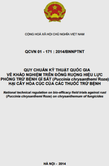 QCVN 01-171-2014-BNNPTNT - Phòng Trừ Bệnh Gỉ Sắt Hại Cây Hoa Cúc Của Các Thuốc Trừ Bệnh
