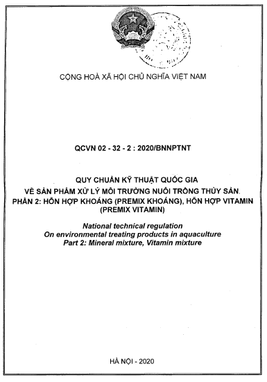 QCVN 02-32-2-2020-BNNPTNT - Sản Phẩm Xử Lý Môi Trường Nuôi Trồng Thủy Sản - Phần 2